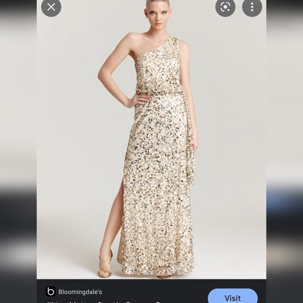 Aidan Mattox sequin gold floor length gown